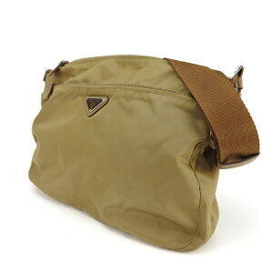 Prada Nylon Shoulder Green Bag Khaki
